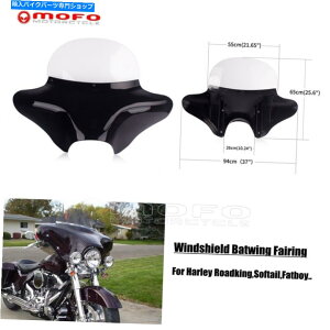 Fairings �n�[���[�_�r�b�h�\�����[�h�L���O�\�t�g�C���Y�t�@�b�g�{�[�C�̂��߂̃o�b�g�E�B���O�t�F�A�����O�N���A�t�����g�K���X Batwing Fairing Clear Windshield For Harley-Davidson Road King Softail Fatboy