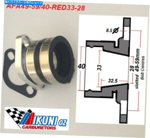 Carburetor �~�N�j���t���t�����W�A�Z���u33-28mm�e�[�p�[ID�A40m??m�u�[�gID�A���j�o�[�T���t�B�b�g Mikuni Mounting Flange ASSY 33-28mm Tapered ID, 40mm Boot ID, Universal Fit