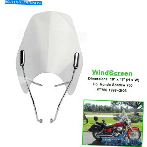 Windshields z_VhEG[X750 VT750 98-03p̃I[goCtgKXtCʕttCgtCXN[ Motorcycle Windshield Fly Screen w/ Bracket For Honda Shadow ACE 750 VT750 98-03