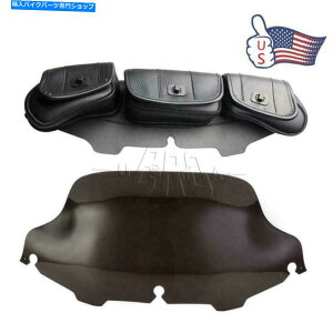 Windshields 3�|�P�b�g�|�[�`�T�h���o�b�O+ 8 �n�[���[�c�[�����OFLHT FLHX 96-13�̂��߂̉��̃t�����g�K���X 3 Pocket Pouch Saddlebag+ 8 Smoke Windshield For Harley Touring FLHT FLHX 96-13�y���s�A���i�z