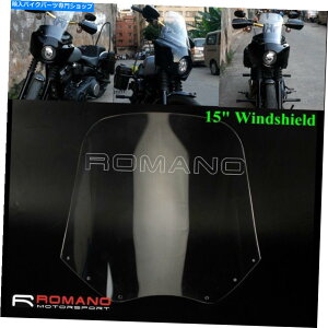 Windshields 15 �w�b�h���C�g�t�F�A�����O�t�����g�K���X�N���u�n�[���[�_�C�i���[���C�_�[06-16�̂��߂̃t�����g�K���X 15 Headlight Fairing Windscreen Club Windshield for Harley Dyna Low Rider 06-16�y���s�A���i