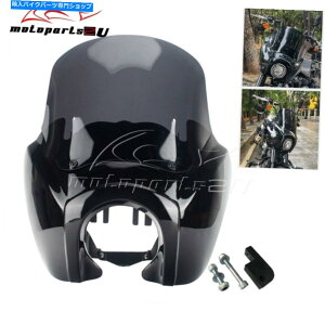 Windshields n[[_CiFXDLNuX^Ĉ߂12C`ABStgKXubNwbhCgtFAO Headlight Fairing with 12'' ABS Windshield Black For Harley Dyna FXDL Club Style