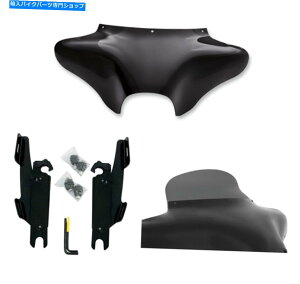 Windshields �����t�B�X�V�F�[�h�o�b�g�E�B���O�t�F�A�����O6.5���t�����g�K���X�L�b�g�n�[���[FLSTF�o�[�Ȃ� Memphis Shade Batwing Fairing 6.5 Smoke Windshield Mount Kit Harley FLSTF No Bar�y���s�A���i�z