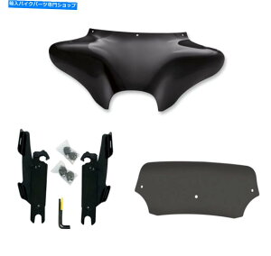 Windshields �����t�B�X�V�F�[�h�o�b�g�E�B���O�t�F�A�����O5 �u���b�N�t�����g�K���X�L�b�g�n�[���[FLSTF�o�[�Ȃ� Memphis Shade Batwing Fairing 5 Black Windshield Mount Kit Harley FLSTF No Bar�y���s�A���i�z