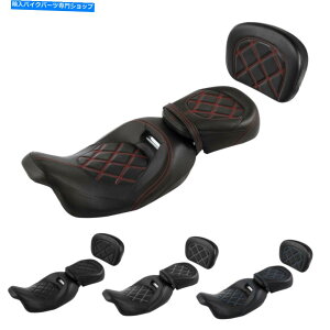 Seats ハーレーツーリングFLHX FLHR 2009-2020に適したバックレストセット付きライダー助手席セット Rider Passenger Seat w/ backrest Set Fit For Harley Touring FLHX FLHR 2009-2020