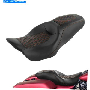 Seats �n�[���[���[�h�O���C�hFLHT FLHX 09-22�Ƀt�B�b�g����I�����W�X�e�b�`�h���C�o�[�̏���� Orange Stitching Driver Passenger Seat Fit For Harley Road Glide FLHT FLHX 09-22�y���s�A���i�z
