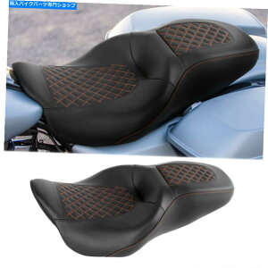 Seats �n�[���[�G���N�g�����[�h�O���C�h�Ƀt�B�b�g����I�����W�X�e�b�`�h���C�o�[�̏����09-22 Orange Stitching Driver Passenger Seat Fit For Harley Electra Road Glide 09-22�y���s�A���i�z