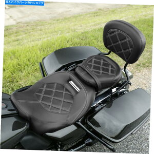 Seats ハーレーツアー2009年に適したシシーバーバックレストw/sissyバーバックレストw/sissyバーの旅客座席 Black Driver Passenger Seat W/Sissy Bar Backrest Fit For Harley Touring 2009-Up