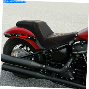 Seats ハーレーソフトアイルストリートボブFXBB 18+ブラック+オレンジに適したPUライダーの助手席 PU Rider Passenger Seat Fit For Harley Softail Street Bob FXBB 18+ Black+Orange