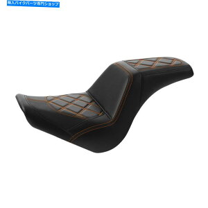 Seats ブラック+オレンジドライバーの助手席ハーレーソフトアイルストリートボブFXBB 18+ 19に適しています Black+Orange Driver Passenger Seat Fit For Harley Softail Street Bob FXBB 18+ 19