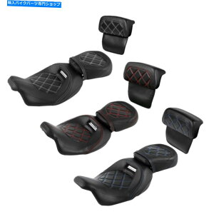 Seats ハーレーツーリングロードキンググライド14-22に適したライダーの助手席とバックレストパッド Rider Passenger Seat &Backrest Pad Fit For Harley Touring Road King Glide 14-22