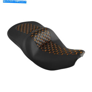 Seats �C���f�B�A���X�v�����O�t�B�[���h2021-2022�ɓK�����u���b�N+�I�����W�X�e�b�`�h���C�o�[�̏���� Black+Orange Stitches Driver Passenger Seat Fit For Indian Springfield 2021-2022�y���s�A���i�z