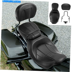 Seats ドライバー +助手席のバックレストパッドとシシーバーハーレーツーリング2009-2022 Driver +Passenger Seat Backrest Pad & Sissy Bar Fit For Harley Touring 2009-2022