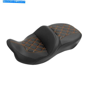 Seats n[[c[O[hLOɓK2l̃hCo[̏09-22ubNIW Two-Up Driver Passenger Seat Fit For Harley Touring Road King 09-22 Black Orange