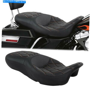 Seats n[[[hOChɓKF̃Xeb`hCo[̏q̃sIV[g09-22 19 Brown Stitching Driver Passenger Pillion Seat Fit For Harley Road Glide 09-22 19