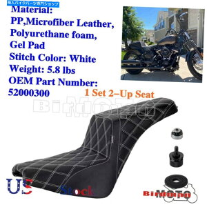 Seats ���A�h���C�o�[���C�_�[�n�[���[�\�t�g�A�C���X����FLSL�̃z���C�g�X�e�b�`18-22 Rear Driver Rider Passenger Seat White Stitch For Harley Softail Slim FLSL 18-22�y���s�A���i�z