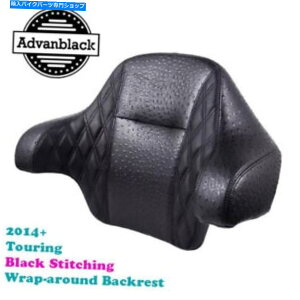 Seats ハーレー14+ツーリングのための黒いカスタムステッチ付きラプターラップアラウンドバックレスト RAPTOR wrap-around backrest with Black custom Stitching for Harley 14+ Touring