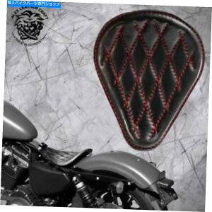 Seats t[n[[X|[cX^[04-20ubNbhV3̃{bo[`bp[Th\V[g Bobber Chopper Saddle solo seat on frame Harley Sportster 04-20 black & red V3