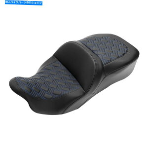 Seats n[[c[O[hXg[gOChɃtBbgubN+u[hCo[̏09-22 Black+Blue Driver Passenger Seat Fit For Harley Touring Road Street Glide 09-22