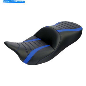 Seats n[[c[O[hXg[gOChɃtBbgubN+u[hCo[̏09-23 Black+Blue Driver Passenger Seat Fit For Harley Touring Road Street Glide 09-23