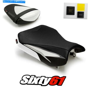 Seats �X�Y�LGSXR 600 750�V�[�g�J�o�[��GEL 2011-2022�����������C���g�J�[�{�� Suzuki GSXR 600 750 Seat Covers with Gel 2011-2022 White Black Luimoto Carbon�y���s�A���i�z