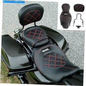 Seats bhubNhCo[̏ȃpbhVV[o[tBbgn[[c[O2009-2022 Red Black Driver Passenger Seat Pad & Sissy Bar Fit For Harley Touring 2009-2022