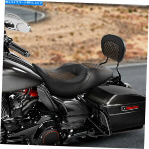 Seats ブラックドライバーの助手席&バックレストパッドハーレーツーリング2009-2022に適しています Black Driver Passenger Seat & Backrest Pad Fit For Harley Touring 2009-2022