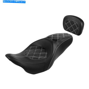 Seats �z���C�g�X�e�b�`�h���C�o�[�Ə���ȃo�b�N���X�g�t�B�b�g�n�[���[���[�h�O���C�h09-22 White Stitches Driver & Passenger Seat Backrest Fit For Harley Road Glide 09-22�y���s�A���i�z