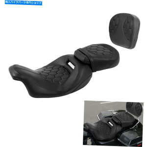 Seats ブラックドライバーの助手席&シッシーバーバックレストはハーレーツアーに適しています09-22 Black Driver Passenger Seat & Sissy Bar Backrest Fit For Harley Touring 09-22