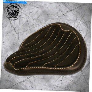 Seats ボブバーチョッパーカスタムソロシート「グロス&ベルベットハンド縫製ブラック&ベージュ」サイズm Bobber Chopper Custom Solo Seat "Gloss&Velvet Hand Sewn Black&beige" size M