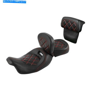 Seats ハーレーロードグライドに適したブラックレッドドライバーと助手席バックレストパッド14-23 Black Red Driver & Passenger Seat Backrest Pad Fit For Harley Road Glide 14-23
