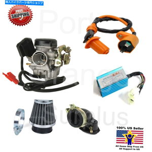 Carburetor 18mm 139 QMB GY6 50ccLu^[zC}jz[hu[gGAtB^[CDIRCLbg 18mm 139 QMB GY6 50cc Carburetor Intake Manifold Boot Air Filter CDI Coil Kit