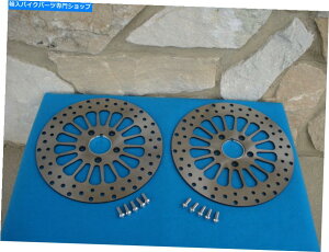 Brake Disc Rotors 11.8 "n[[FLT 08-up with free bolts̃X|[NTetgu[L[^[yA 11.8" SPOKE SATIN FRONT BRAKE ROTOR PAIR FOR HARLEY FLT 08-UP WITH FREE BOLTS