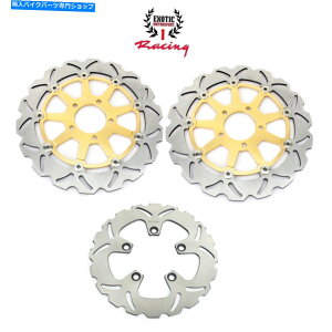 Brake Disc Rotors ���hayabusa 1300 1999-07�S�[���h�ɃZ�b�g���ꂽ�V�����t�����g�����A�u���[�L�f�B�X�N���[�^�[ New Front & Rear Brake Disc Rotors Set For Suzuki Hayabusa 1300 1999-07 Gold�y���s�A���i�z