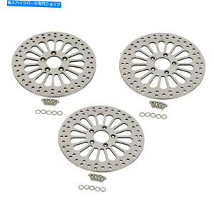 Brake Disc Rotors 11.8 "u[L[^[3pc 11.8" Brake Rotors 3pcs 2Front+1Rear Super Spoke Polished 2008-2013 For Harley