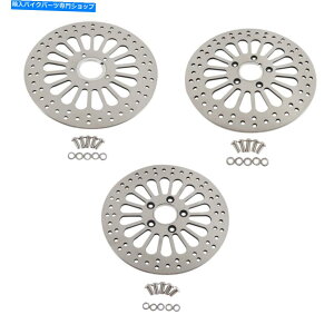 Brake Disc Rotors 11.5u[L[^[3PCStgAfBXNn[[cA[X[p[|bVhX|[N 11.5 Brake Rotors 3PCS Front Rear Disc For Harley Touring Super Polished Spoke