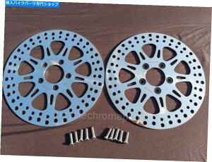 Brake Disc Rotors n[[11.5 "tgAu[L9X|[N[^[A\tgAC_CiX|[cX^[NX{g Harley 11.5" Front Rear Brake 9 Spoke Rotors, Softail Dyna Sportster Chr Bolts