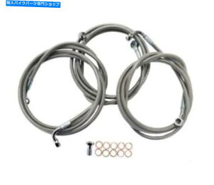 Hoses LA`bp[YLA-8051B19XeX|u[LCLbg-18-20INB̃nK[ LA Choppers LA-8051B19 Stainless Steel Brake Line Kit - 18-20in. Ape Hangers