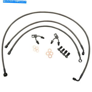 Hoses La Choppers~bhiCgґgu[LCLbg - \tgAuX| LA-8150B13M LA Choppers Midnight Braided Brake Line Kit - Softail ABS | LA-8150B13M