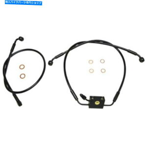 Hoses }OiXRu[LCLbg-30 "ubN/ubNtBbeBO - \tgAufAfBXN Magnum XR Brake Line Kit - 30" Black/Black Fittings - Softail ABS Dual Disc