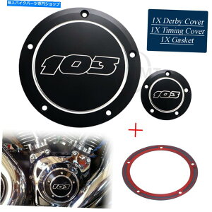 Engine Covers 5z[ubNCNCJbg103GW_[r[^C}[^C~OJo[n[[cA[܂ 5 Holes Black CNC Cut 103 Engine Derby Timer Timing Cover For Harley Touring US