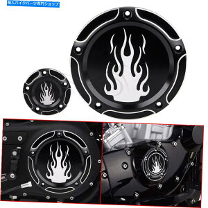Engine Covers n[[[hLOFLHR FLHRC̍5z[̉_[r[^C}[^C~OJo[ Black 5-Hole Flame Derby & Timer Timing Cover For Harley Road King FLHR FLHRC