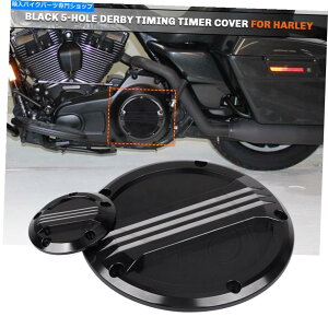 Engine Covers ubNJbg5z[_[r[^C~O^C}[Jo[n[[t@bg{[C[hXg[g̃Jo[ Black Cut 5-Hole Derby Timing Timer Cover For Harley Fatboy Road Street Glide US