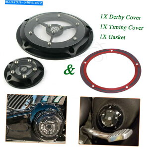 Engine Covers RSD�u���b�N�_�[�r�[�^�C�~���O�^�C�}�[�G���W���J�o�[ +�n�[���[�_�C�i�G���N�g���O���C�h�p�K�X�P�b�g RSD Black Derby Timing Timer Engine Cover + Gasket For Harley Dyna Electra Glide�y���s�A���i
