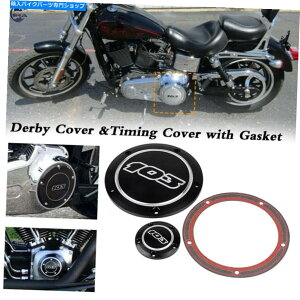 Engine Covers 103�u���b�N�_�[�r�[�J�o�[+�^�C�~���O�^�C�}�[�J�o�[�n�[���[�G���N�g���O���C�h99-15�_�C�i�ɓK���Ă��܂� 103 Black Derby Cover+Timing Timer Cover Fit For Harley Electra Glide 99-15 Dyna�y���s�A