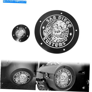 Engine Covers �n�[���[�c�A�[�_�C�i���[�h�O���C�h�\�t�g�A�����O�̂��߂̃u���b�N�X�J���_�[�r�[�^�C�~���O�^�C�}�[�J�o�[ Black Skull Derby Timing Timer Cover For Harley Touring Dyna Road Glide Softail�y���s