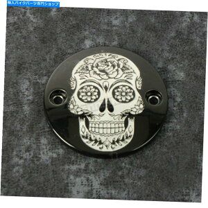 Engine Covers Custom Engraving LtdBubNVK[XJ^C~OJo[-SSKUL -63BG Custom Engraving LTD. Black Sugar Skull Timing Cover - SSKUL-63BG