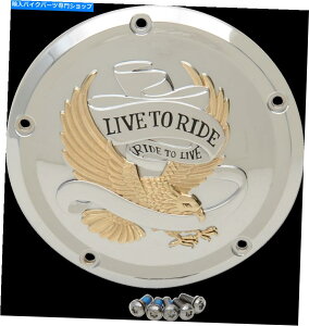 Engine Covers �h���b�O�X�y�V�����e�B�N����/�S�[���h���C�u�c�[���C�h�_�[�r�[�J�o�[1107-0555 Drag Specialties Chrome/Gold Live-To-Ride Derby Cover 1107-0555�y���s�A���i�z