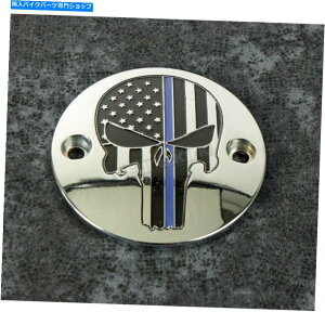 Engine Covers Custom Engraving LtdBNu[CXJ^C~OJo[-LE04-63 Custom Engraving LTD. Chrome Blue Line Skull Timing Cover - LE04-63