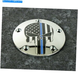 Engine Covers Custom Engraving LtdBNu[CXJ^C~OJo[-LE04-04 Custom Engraving LTD. Chrome Blue Line Skull Timing Cover - LE04-04